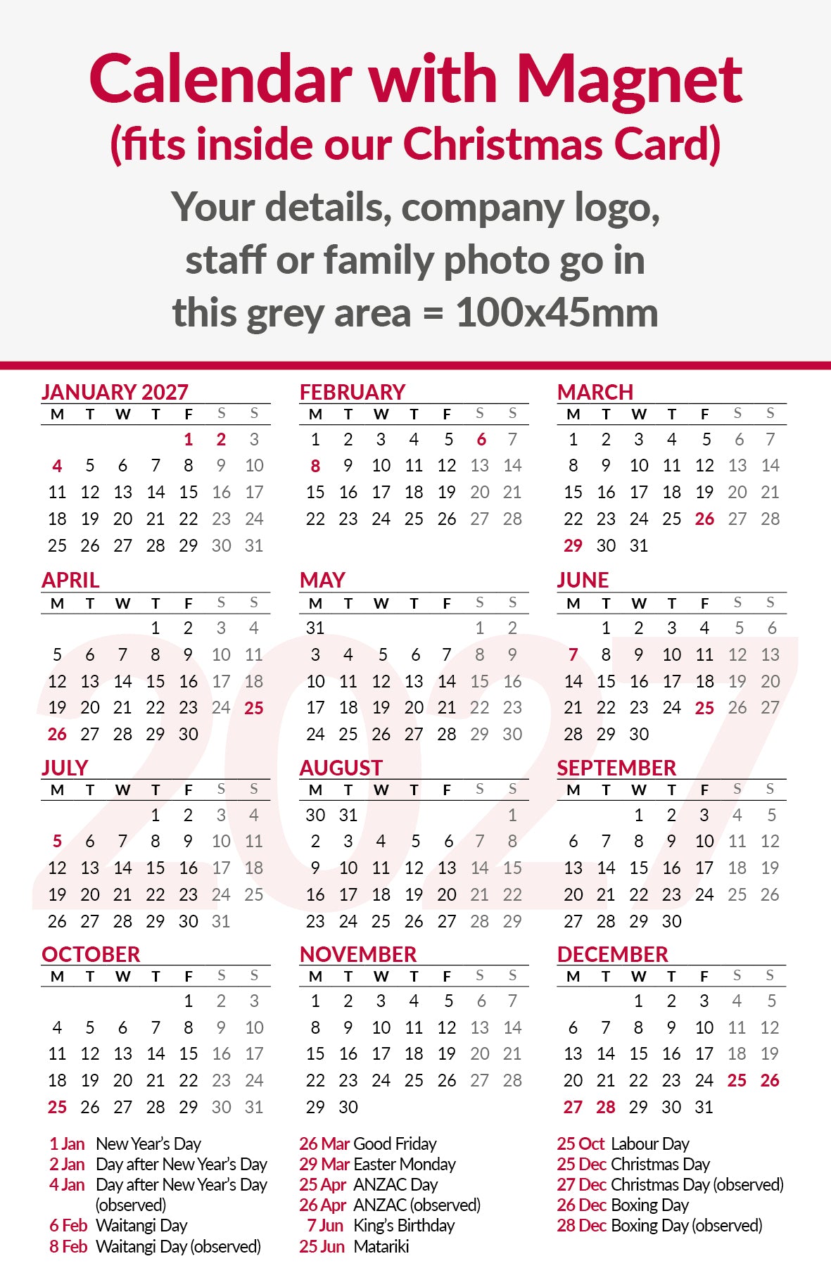 CC Magnet Calendar 100x154mm